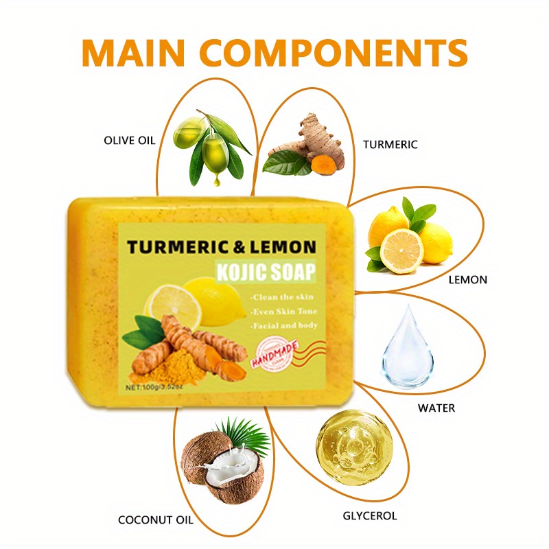3PCS Lemon Turmeric Kojic Acid - Soap Making Olive Oil recension och pris