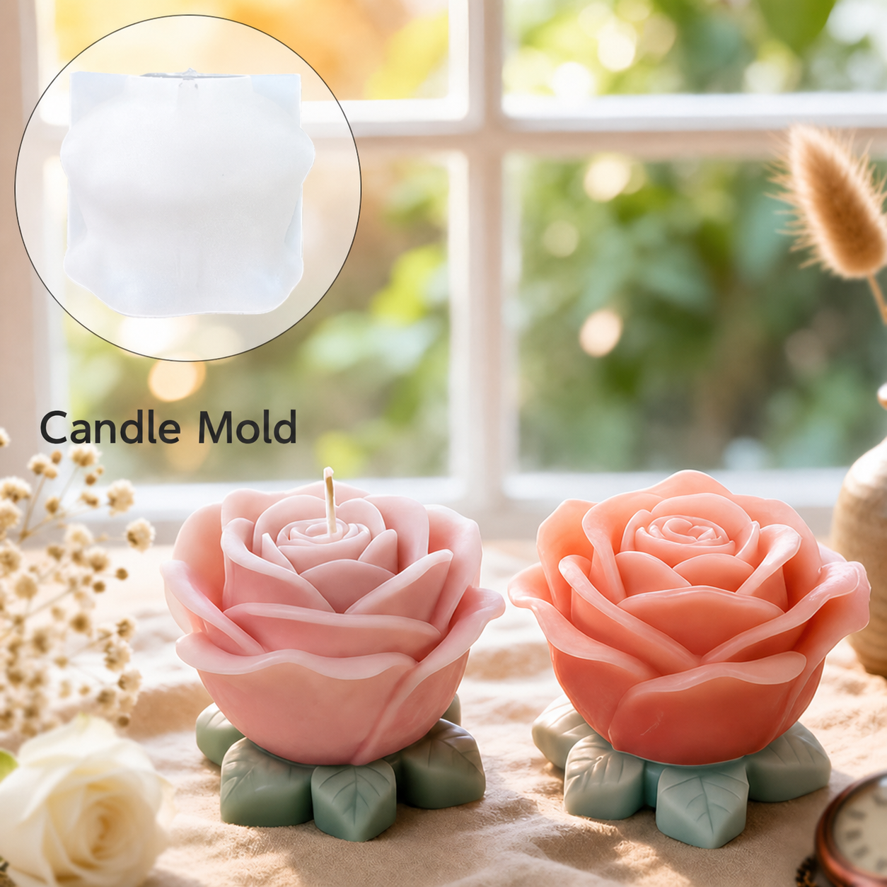 3D Rose Candle Mold with Leave - Soap Making With Soap Base recension och pris